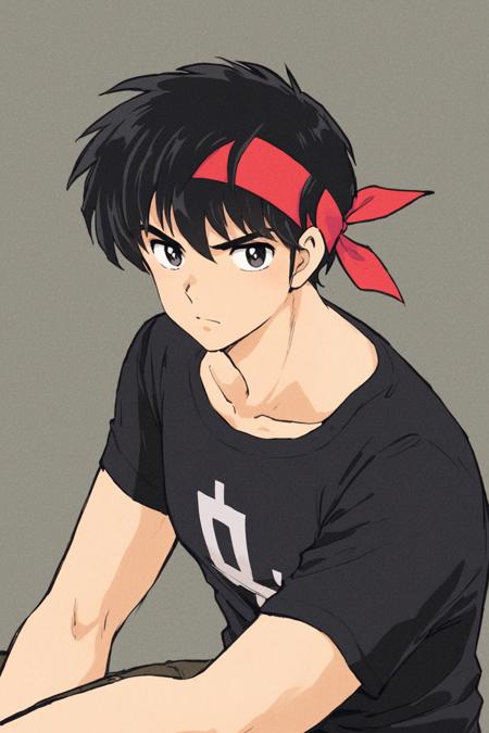 29199-3753975032-male focus,solo,1boy,black hair,shirt,headband,upper body,black shirt,t-shirt,hair ornament,collarbone,black eyes,_lora_Takahash.png